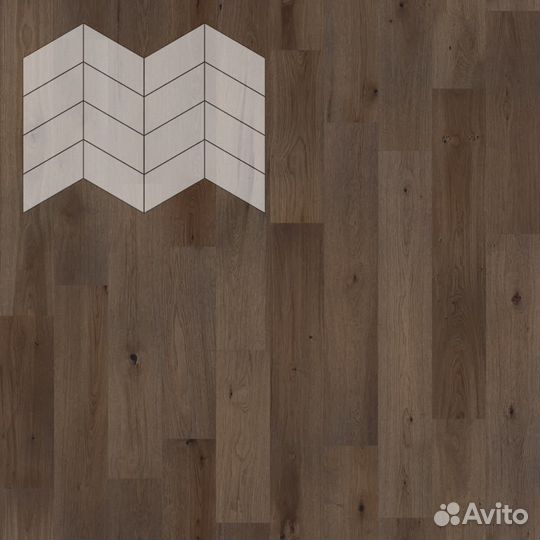 Lab Arte Елка Chevron Французская Дуб Селект Кайт лак 400/337х110х14/60 Коричневый