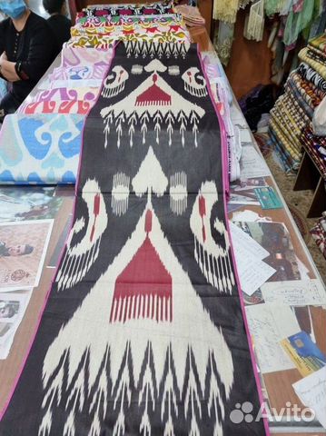 Узбекский хлопковый икат ручного ткачества
