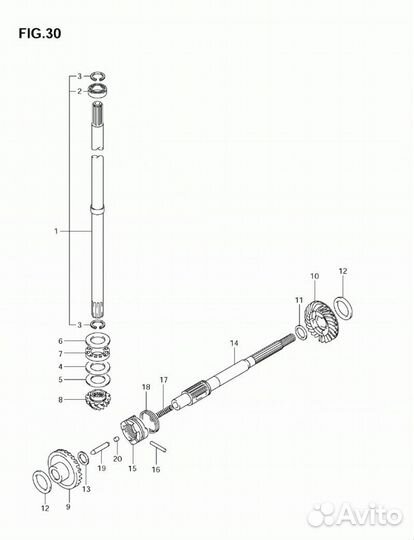 Приводной вал Yamaha (Ямаха) 40 л.с 2 такта