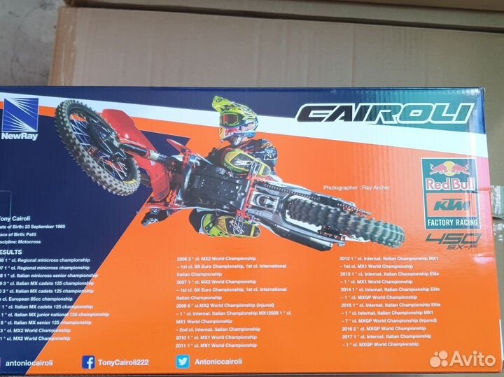 Модель мотоцикла ктм SX450F 1:6 cairoli #222