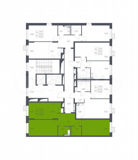 3-к. квартира, 55,8 м², 17/17 эт.