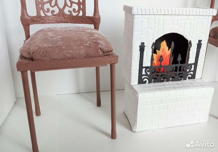 Камин и стулья для кукол барби и блайз