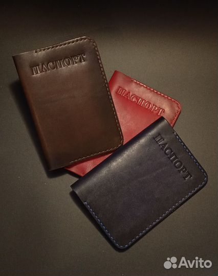 Обложка для паспорта из натуральной кожи ручной ра