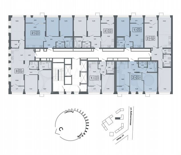 2-к. квартира, 75,7 м², 17/24 эт.
