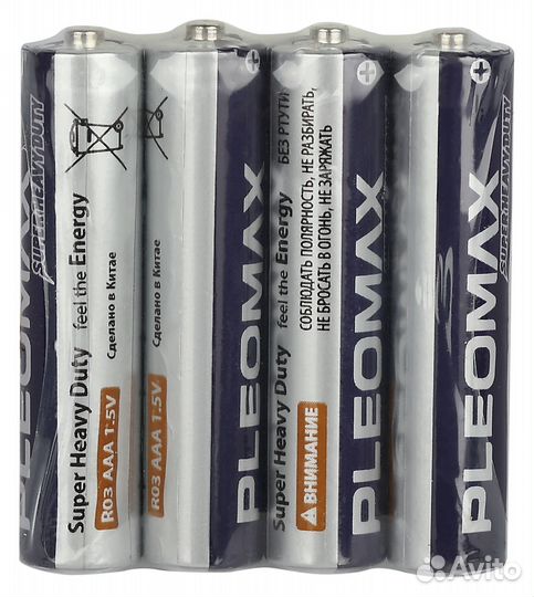 Батарейки Pleomax R03-4S super heavy duty Zinc (60