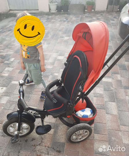 Детский велосипед трехколесный с ручкой