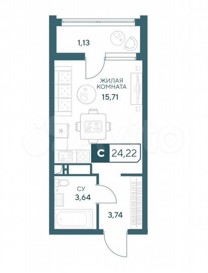 Квартира-студия, 24 м², 3/20 эт.