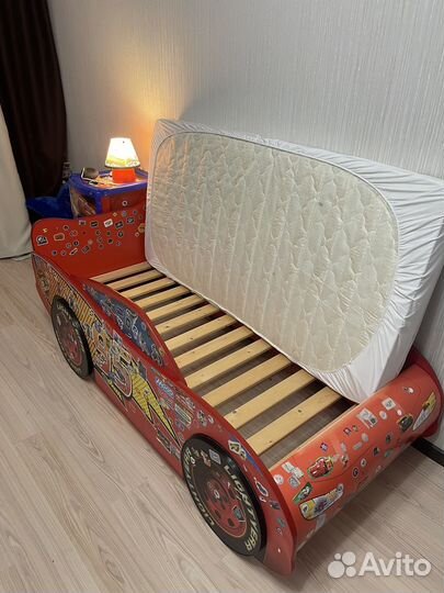 Кровать машина Тачки Молния Маккуин с матрасом