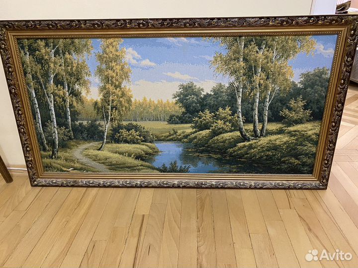 Картина. Березы. Река. Большая