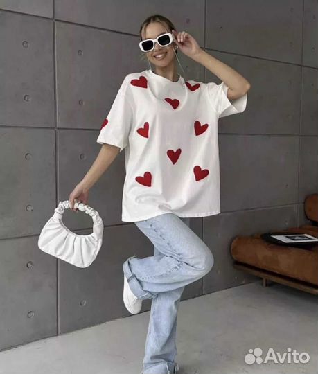 Футболка сердце оверсайз