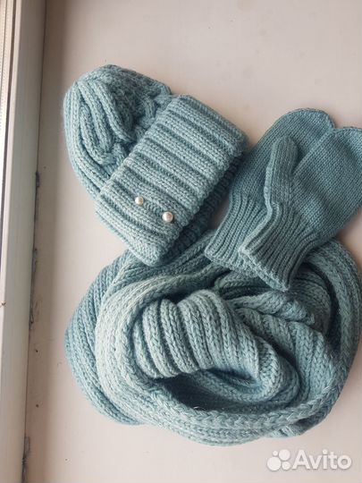 Шапка снуд варежки