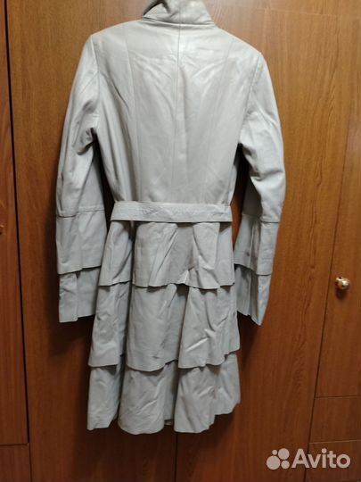 Кожаный плащ(тренч) женский
