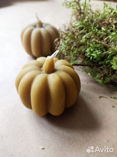 Свеча тыква из пчелиного воска