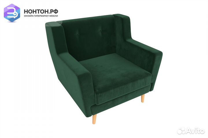 Кресло Брайтон велюр зелёный