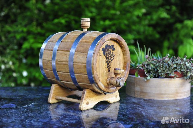 Бочка дубовая 5 л. с обручами из нержавеющей стали