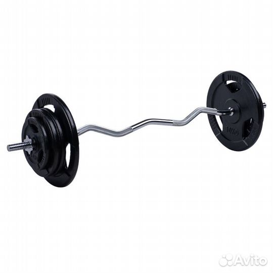 Штанга EZ чугунная с 3-х хватными блинами 50 кг Vo