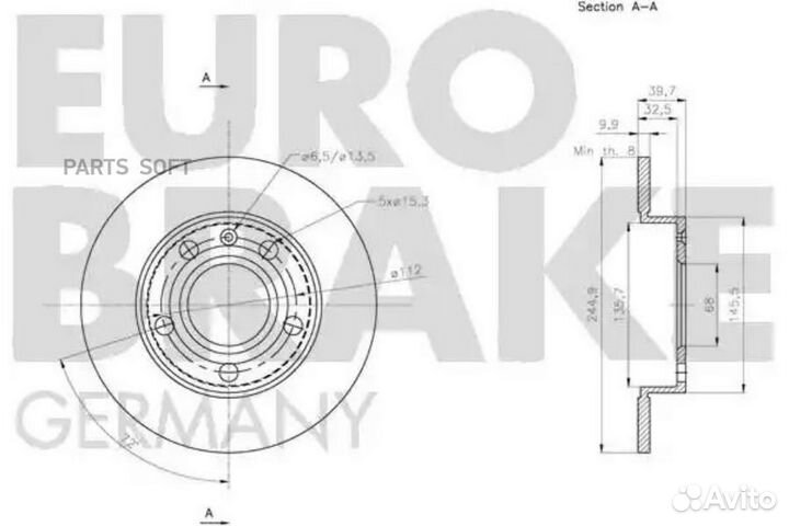 Eurobrake 5815204778 Диск тормозной задн. 245x10 5