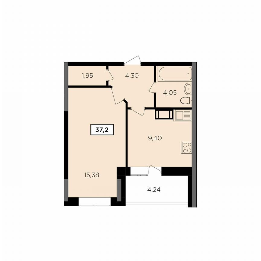 1-к. квартира, 37,2 м², 11/16 эт.