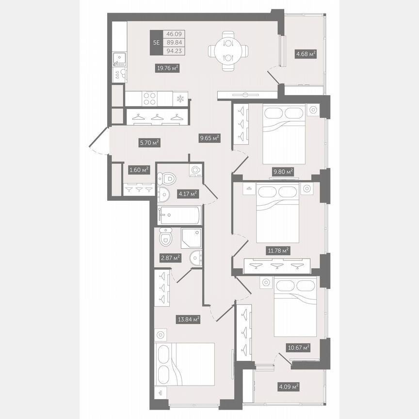 4-к. квартира, 94,2 м², 9/10 эт.