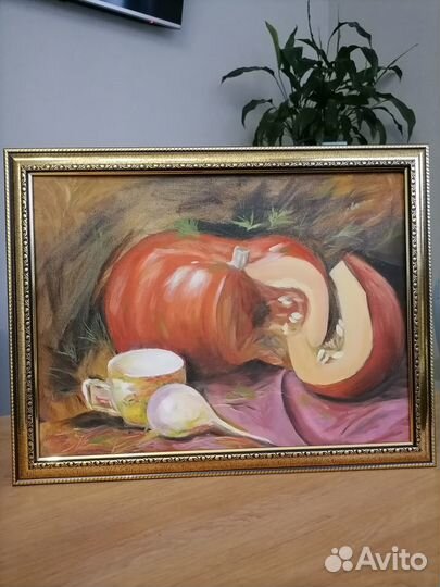 Картина маслом натюрморт с тыквой