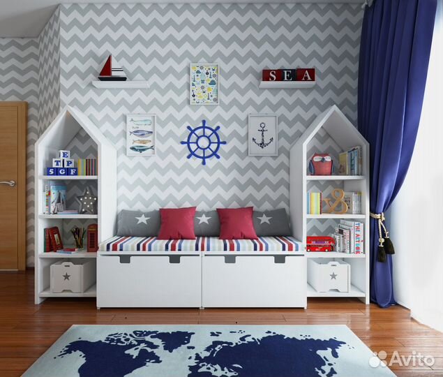 Стеллаж домик белый с задней стенкой - 2 шт