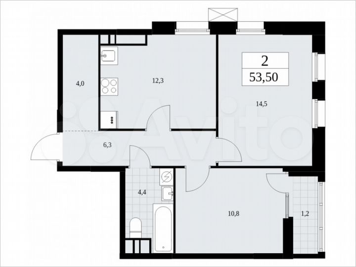 2-к. квартира, 53,5 м², 16/18 эт.