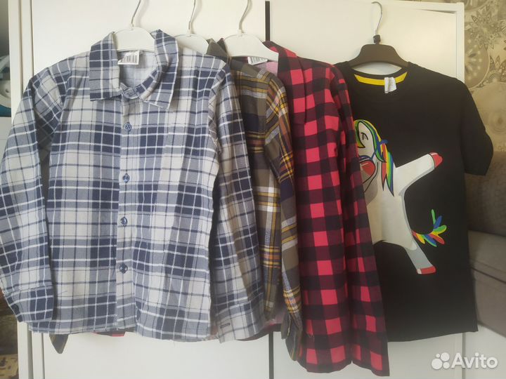 Рубашки в клетку на мальчика 116-122