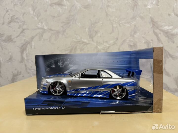 Модель авто Nissan Skyline R34, jada, fast, 1:24