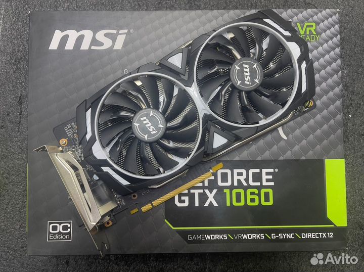 Видеокарта MSI geforce GTX 1060 armor 6G OCV1