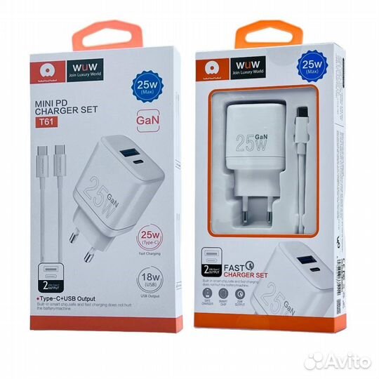 Сзу WUW T61 1A1C PD type-C 25W GaN White