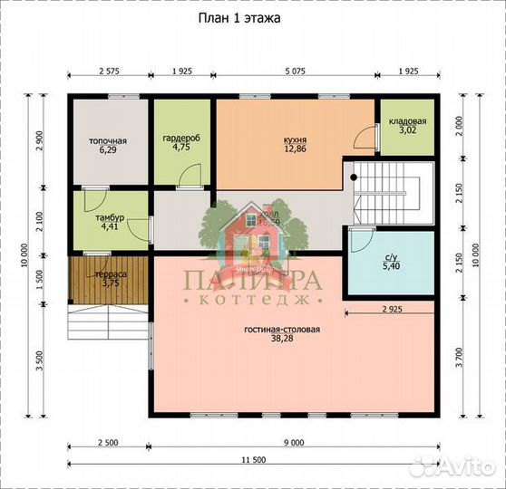 Дом деревянный 10х11,5 «Хортен» (брус, каркас)