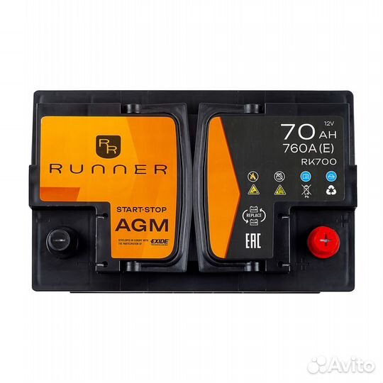 Аккумулятор AGM 70 A/h Runner RK700