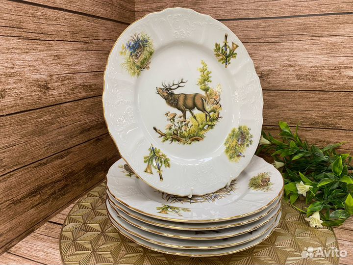 Набор тарелок «Охота» 25см. 6шт. фарфор. Чехия