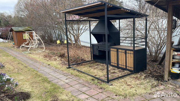 Мангальная зона с крышей / Мангал