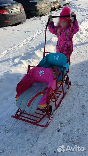 Санки для двойни с колесами