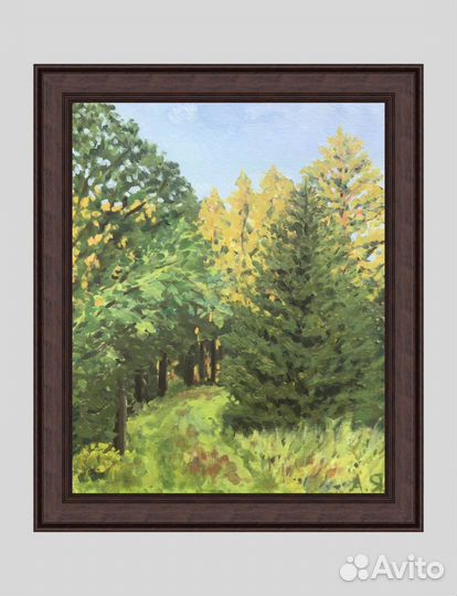 Картина маслом «Лес перед закатом»