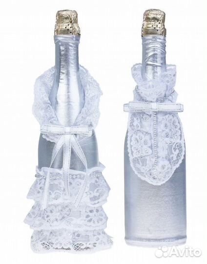 Набор свадебных украшений на бутылки и бокалы