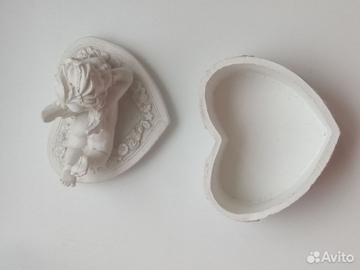 Шкатулка гипс Сердце, Ангел