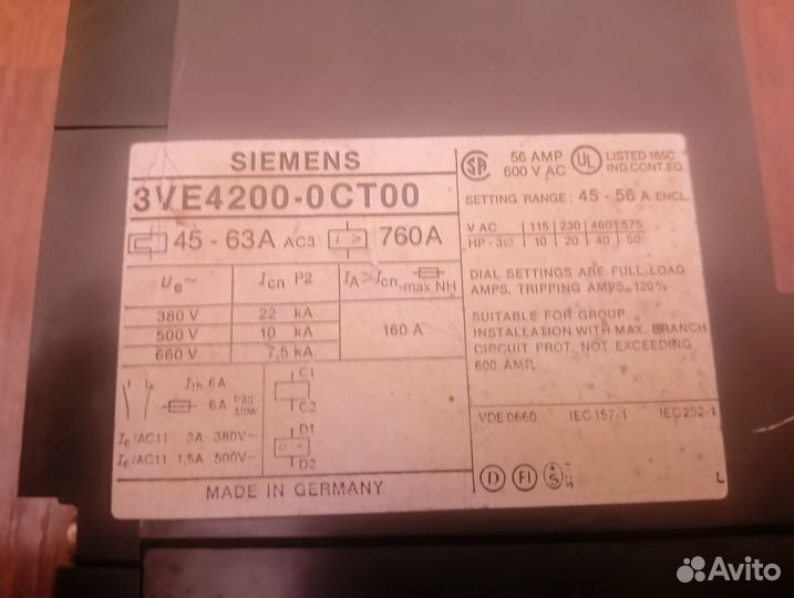 Автомат siemens 600v