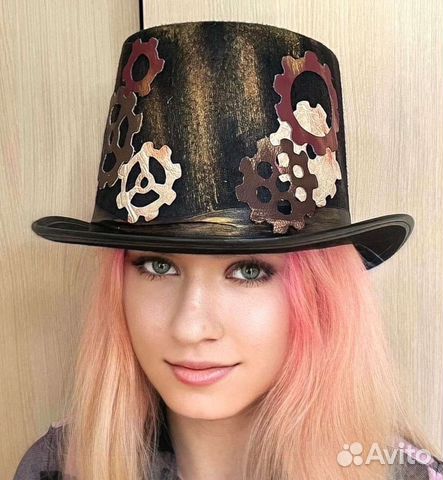 Шляпа историческая цилиндр Стимпанк, гогллы