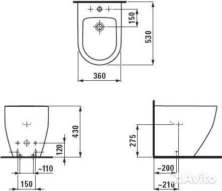 Биде напольное Laufen Pro 8.3295.2.000.302.1