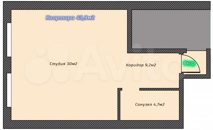 2-к. квартира, 44 м², 2/3 эт.
