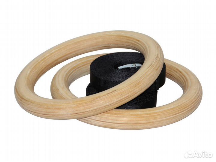 Кольца гимнастические Кроссфит деревянные на строп