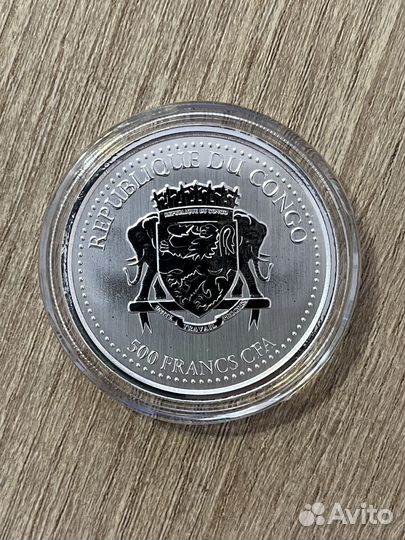 Серебряная монета Горилла Конго 2022