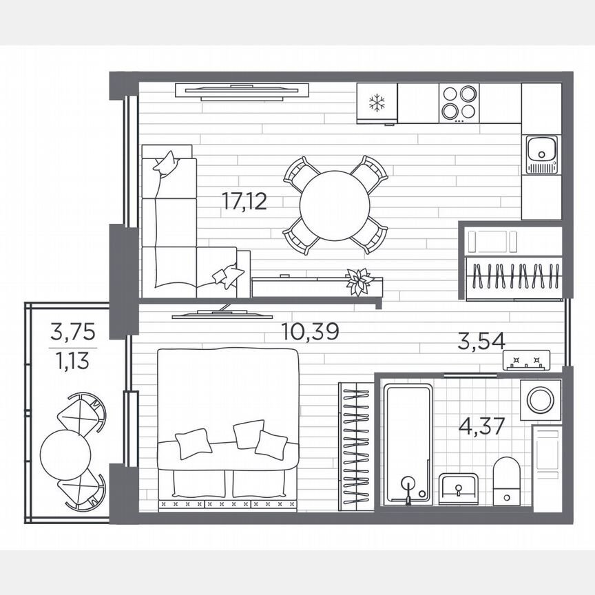 1-к. квартира, 36,6 м², 2/5 эт.