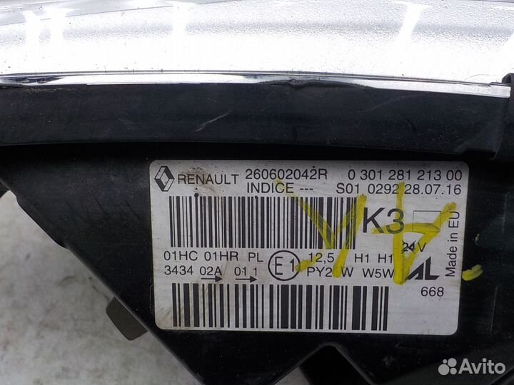 Фара левая Renault Captur/Kaptur