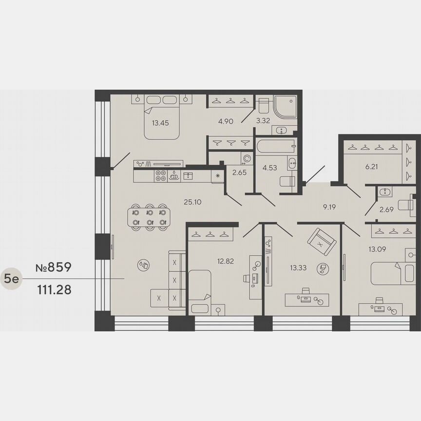 4-к. квартира, 110,8 м², 12/18 эт.