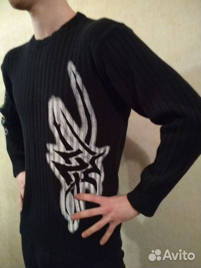 Пуловер черный, 100 хлопок