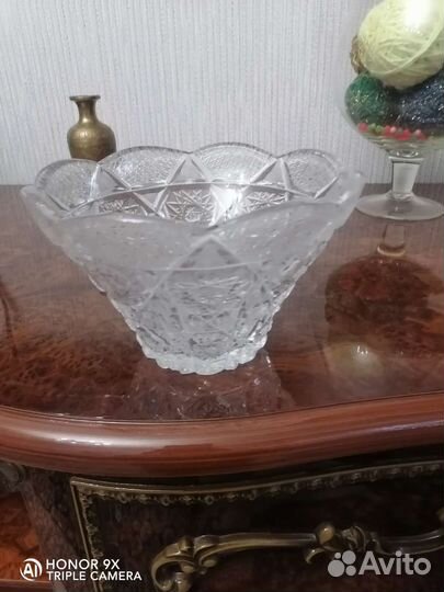 Ваза хрустальная СССР. Чайник. Цветочники