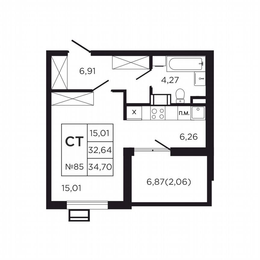 Квартира-студия, 39,5 м², 9/9 эт.